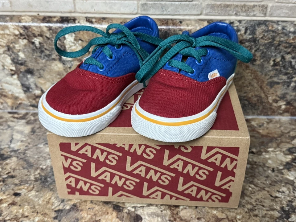 Zapatillas sin cordones Vans para niños pequeños 5T verde dinosaurio triceratops zapatos sin cordones Foto 2 de 4