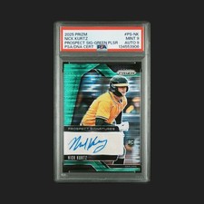 Nick Kurtz 2025 Panini Prism Prospect Sig Green Pulsar /25 PSA 9 - Sig 9 POP 1🔥