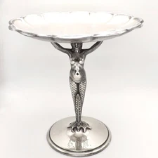 Antique Sterling Silver Mermaid Tazza Compote Plate Tray Reed Barton Renaissance