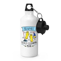 Beware VerrüCkt Reinigung Mann Sports Wasserflasche Dad VäTer Tag Freund Lustig