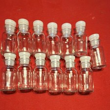 Lot of 13 Glass Boston Round Lab Vials 10 mL with pressure fitted lids