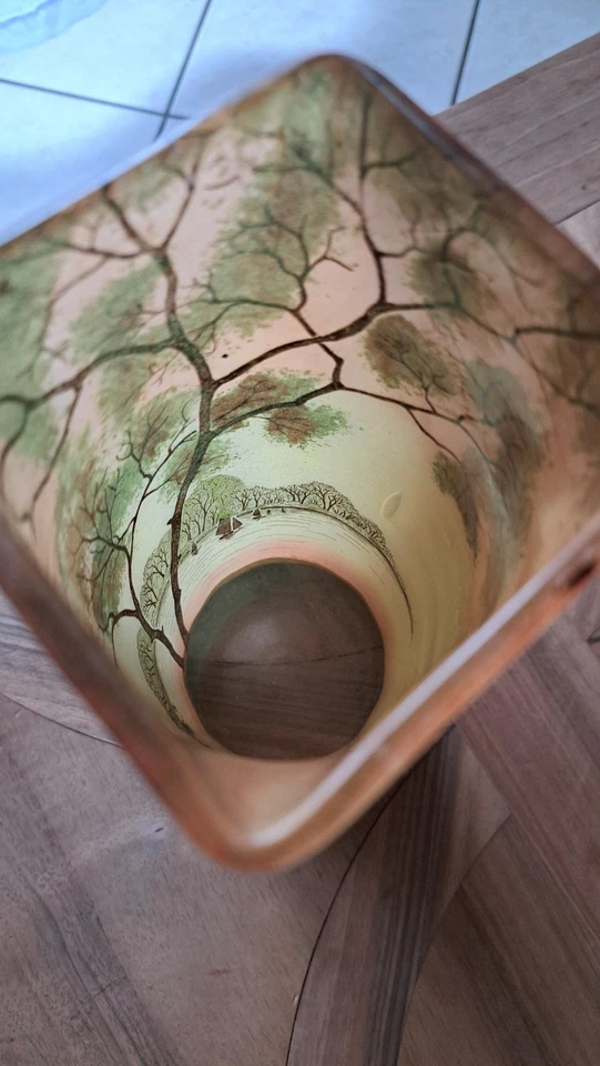 vase theodore legras  en verre émaillé décors paysage lacustre - Photo 4/4