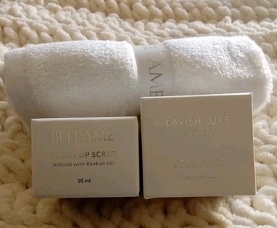 Bellamae Sugar Lip Scrub,  Lavish Lux Lip Mask And Bellame Makeup Removing Cloth
