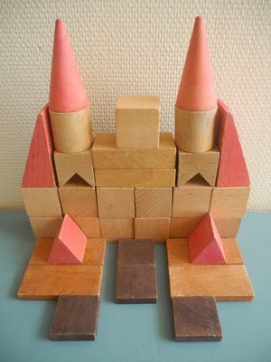 ancien jouet bois Jeujura jeu construction vintage wooden building kit Baukasten - Photo 1/4