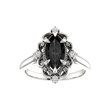 3 Ct Black Diamond Marquise Cluster Engagement Ring 14K White Gold Finish Women