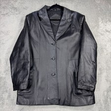 Genuine Leather Quilt Lined Jacket Black 90s Minimalist Business Casual Preppy L