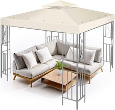 Flexzion Gazebo Cover Replacement Canopy Top 8x8 Ft (2.4m x 2.4m) - Double Tier