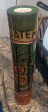 Hand-Painted Wood Rain Stick Percussion Instrument Guatemala Folk Art