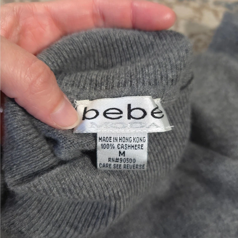 Suéter Vintage Bebe Moda 100% Cachemira Manga Corta Cuello Alto Mujer Talla M Foto 3 de 4