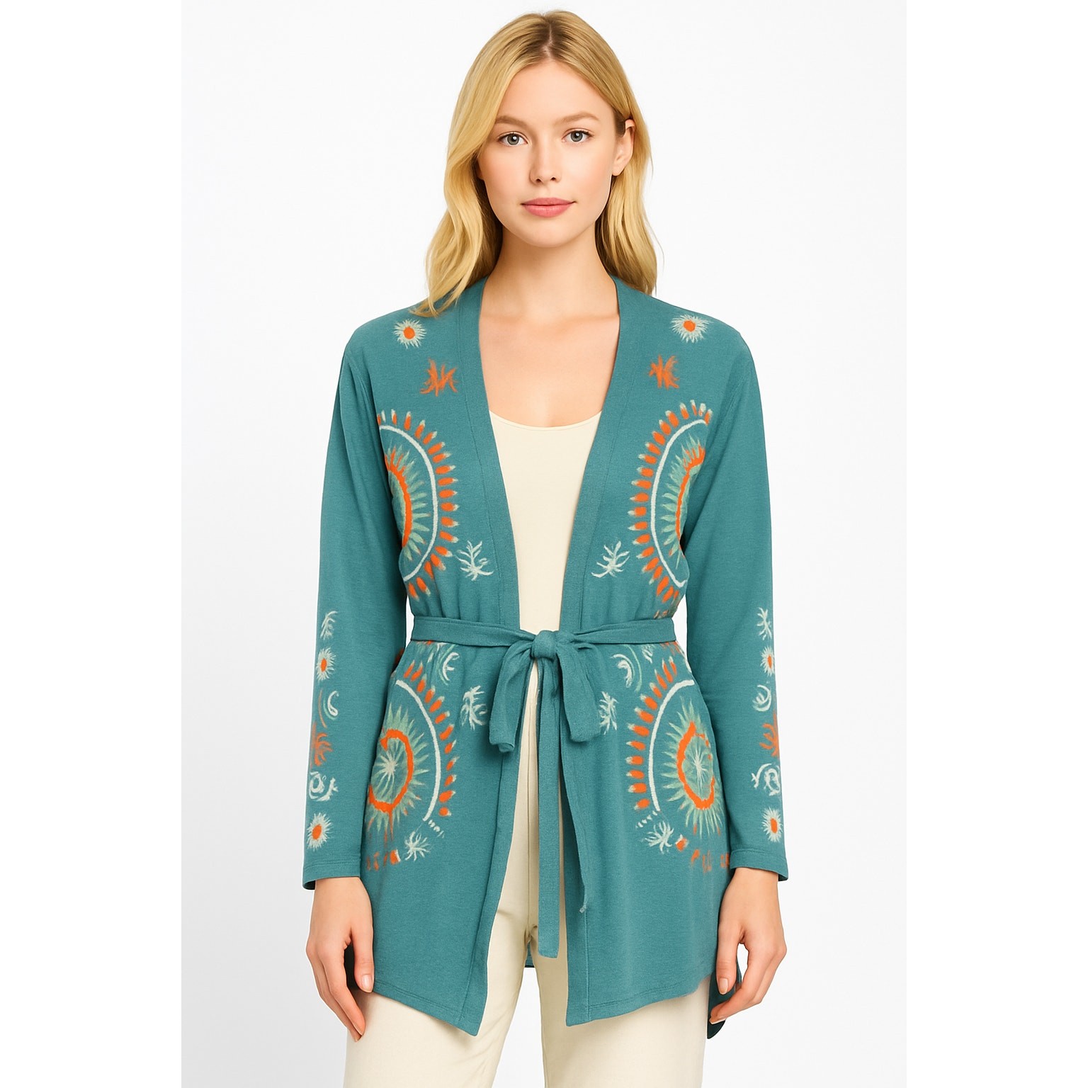 Boho Embroidered Open Front Duster Cardigan with Tribal Festival Vibes  