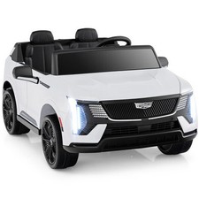 24V Ride on Truck 2-Seater Licensed Cadillac with Remote Control-White - Color: