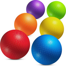 10 Inch Kickball Playground Balls - Pack of 6 Inflatable Rubber Indoor Outdoor