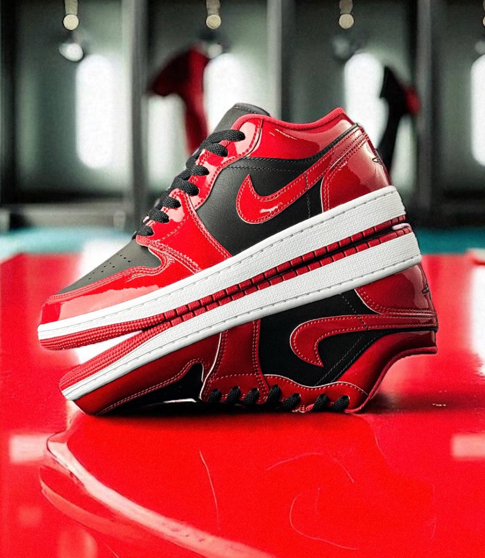 Nike Air Jordan 1 Low SE Patent Varsity Red Black HV4089-006 Mens