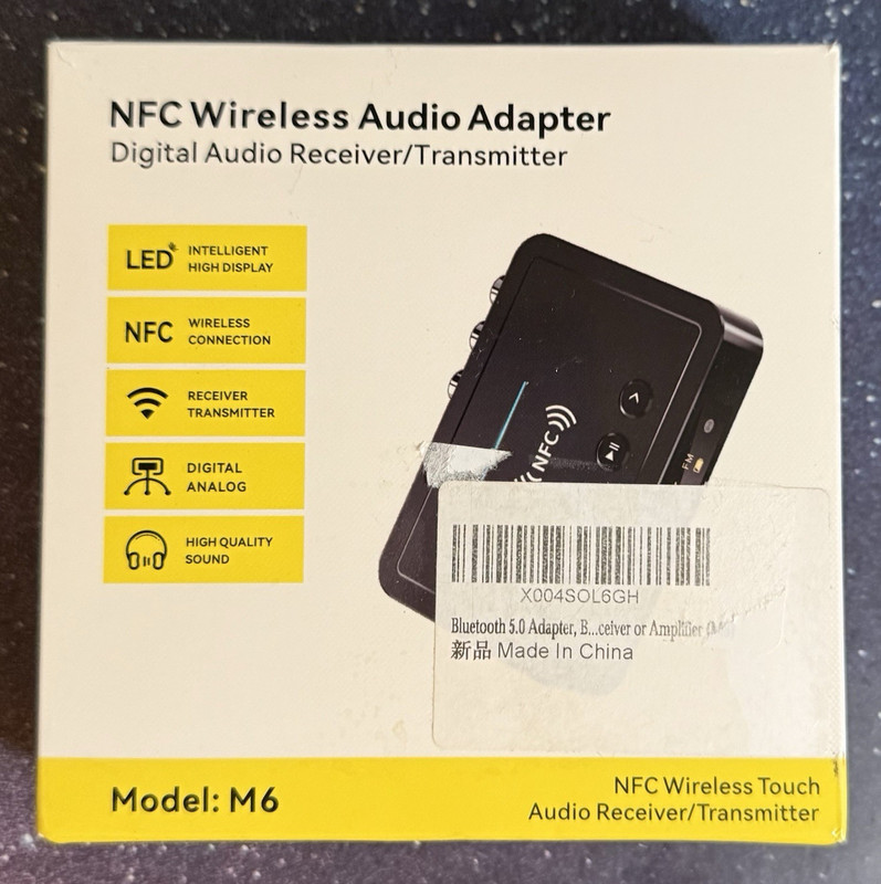 NFC Wireless Audio Adapter Digital Audio Receiver/Transmitter Black 3.5mm