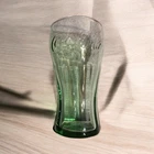 Coca-Cola Coke Glass 4.5" Mini Glass Shot Juice Vintage Green Glass