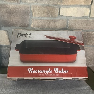 Classy Parini Cookware Rectangle Baker, Non-Stick Ceramic Covered Dish, Open Box