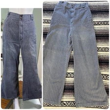 Vintage 70s Time and Place Herringbone Jeans Wide Leg Elephant Bell Bottoms 26"