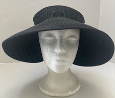 Roll-Up Sun Visor Hat Wide Brim FURTALK Woman UV UPF Black Travel Packable