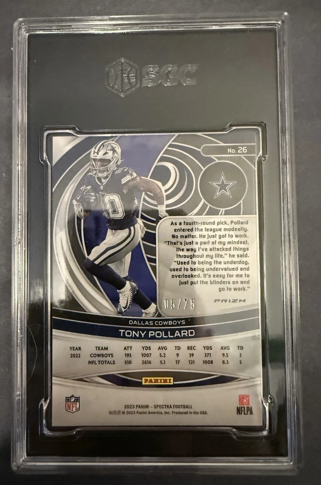 2023 Panini Spectra Tony Pollard Hyper Prizm #’d 5/75 SGC 9.5 Cowboys - Image 2 of 2