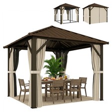 Gartenpavillon ca. 3 x 3 m Aluminium Pavillon mit Stahldach Hardtop Moskitonetz
