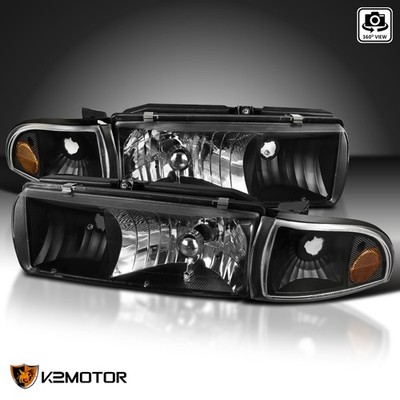 Fits 1991-1996 Chevy Caprice 94-96 Impala Black Headlights+Corner Parking Lamps