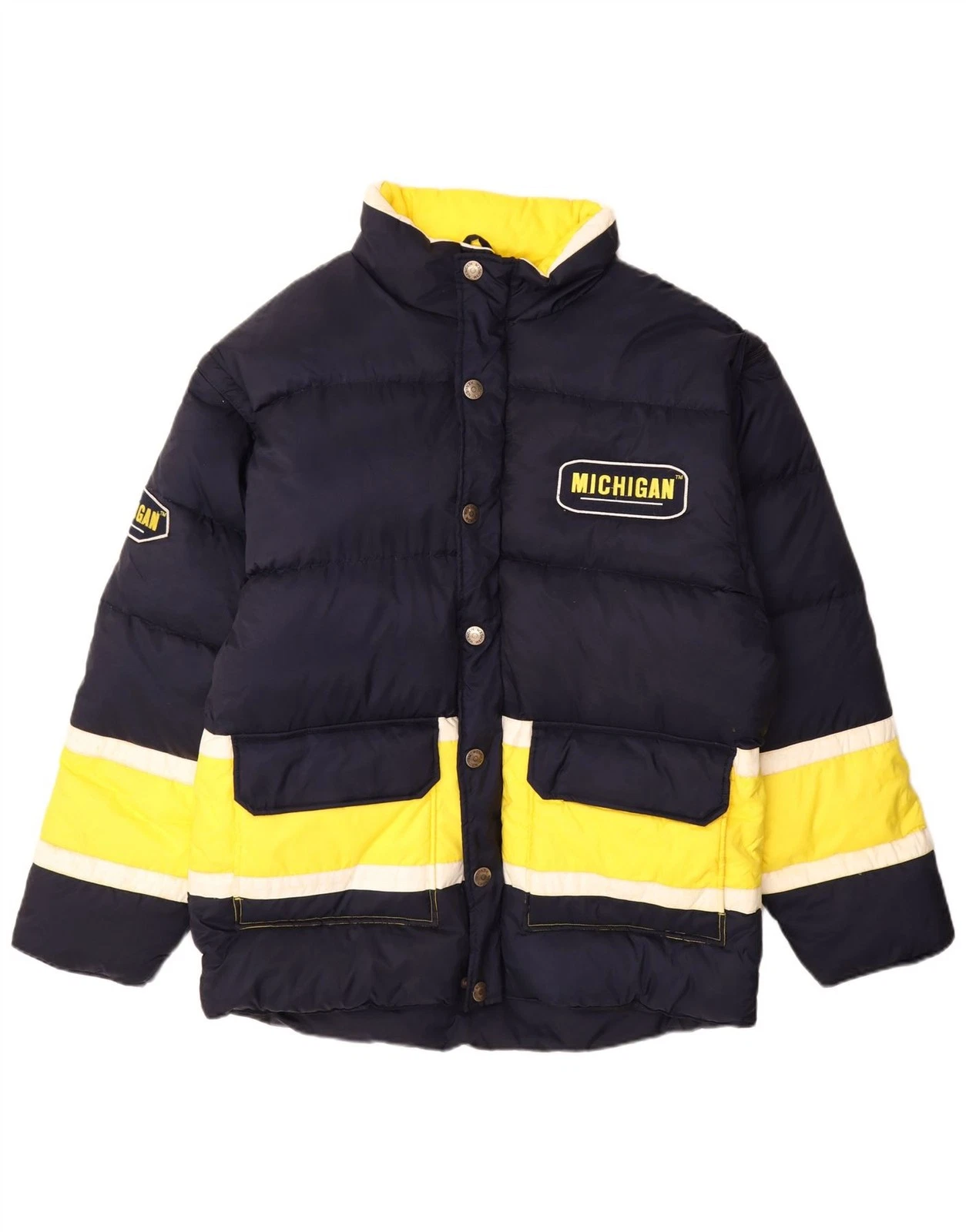 Wengen Mens Michigan Graphic Padded Jacket UK 42 XL Navy Blue Colourblock DQ25