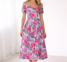 Eber Cotton Floral Dress Structured Bodice Summer Church Picnic Sunday Best 11