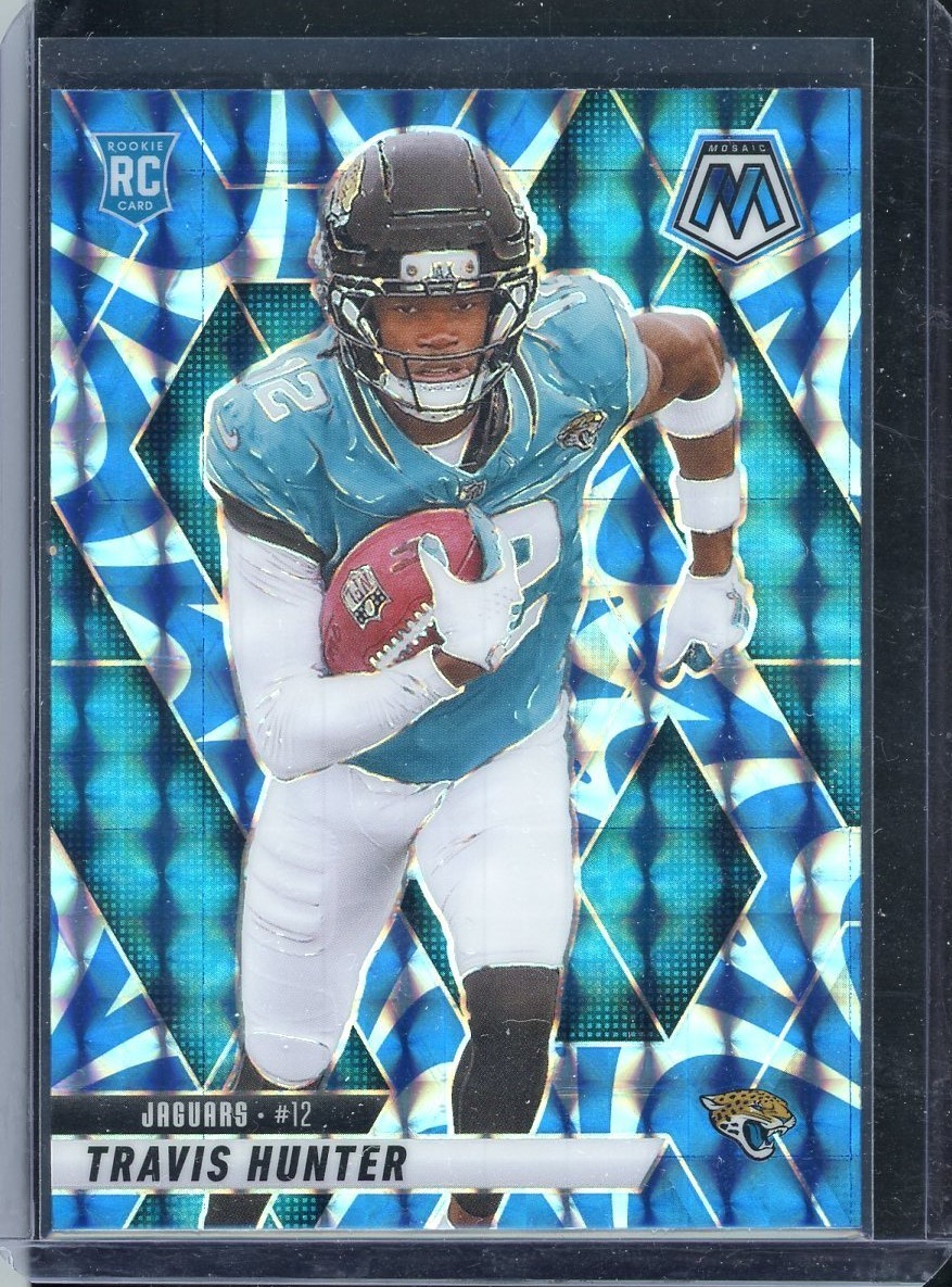 2025 Panini Mosaic - Rookies Travis Hunter #301 Reactive Blue Mosaic Prizm (RC)
