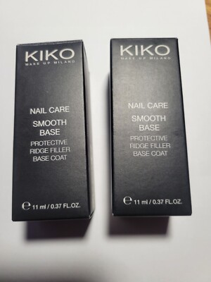 NEW 2 KIKO NAIL CARE SMOOTH BASE PROTECTIVE RIDGE FILLER BASE COAT .37 FL OZ. EA