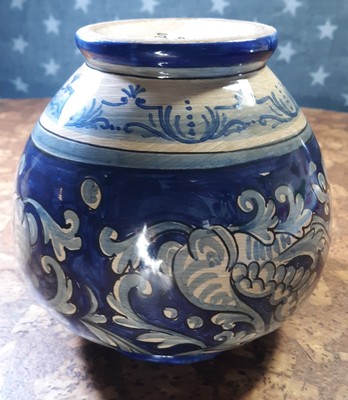 イタリア GUBBIO 花瓶 Vintage Baffoni Gubbio Italy Pottery Vase Blue Bird 191 VGC+