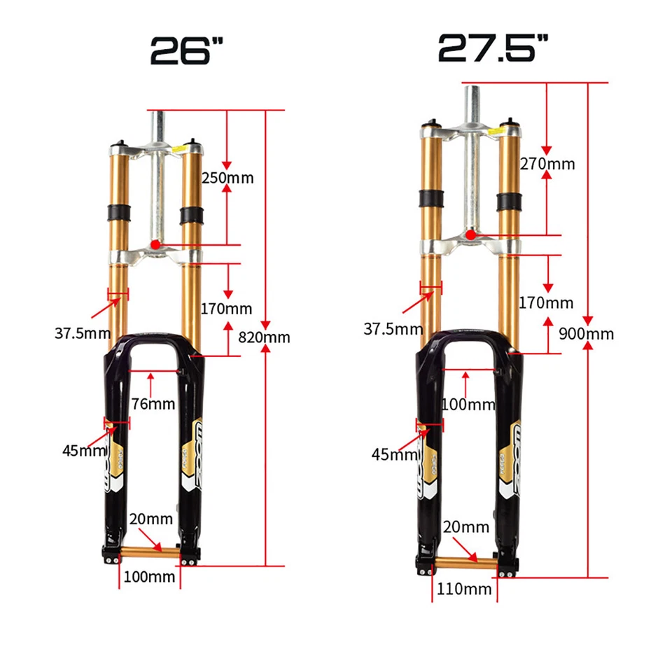 Mountain Bike Suspension Front Fork 26 27.5 29" Damping DH Downhill 170mm Travel - Image 2 of 4