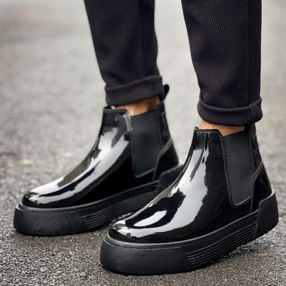 靴・ブーツ・サンダルその他 ASCLO Handmade Leather Deep Mules (2color) Men's CHEALSEA Boots Black Comfort Stylish High Top Ankle
