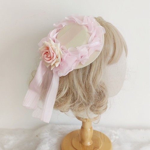 Retro Women Fascinator with Ribbon Bow Floral Victorian Girls Lolita Headpiece - Picture 6 of 7