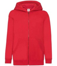 Fruit of the Loom Kids Full Zip Hoodie Jacket Plain Boys Girls Hooded Sweatshirt