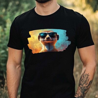 Men's Meerkat Sunglasses Print Cotton T-Shirt Size XS to 5XL