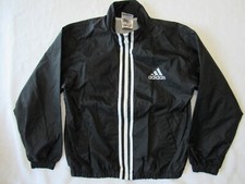 Adidas KIDS size M 10 y Black NYLON Mesh Lined Zip Windbreaker Jacket VTG