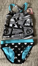 NEW GIRL'S 2 piece swimsuit JOE BOXER 6X HEARTS PEACE swim suit bathing suit