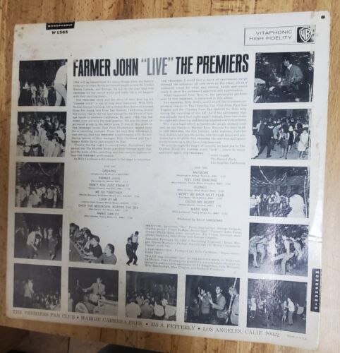 The Premiers Farmer John Live Vinyl LP Record 1964 Stereo - Foto 4 di 4