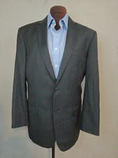      Jos A Bank Joseph Mens Wool Suit Jacket 41L Charcoal Stripe Slim Fit