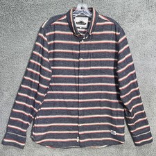 Penfield Shirt Men Sz L Blue Western Stripe Flannel Outdoor Button Up Long Sleev
