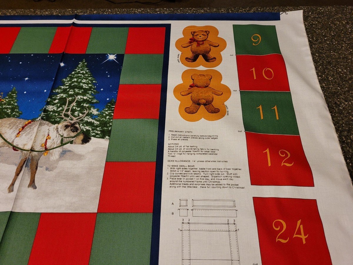 Santa Sleigh Advent Calendar Panel 35x42 Quilting Treasures Christmas | eBay
