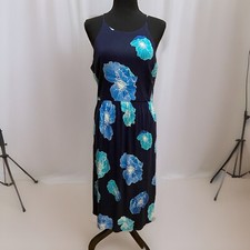 Loft Women’s Size Medium Blue Floral Print Midi Dress 