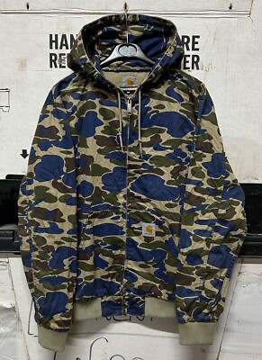 GENUINE CARHARTT ACTIVE JACKET HOODED COTTON DUCK HUNTER CAMO EX 