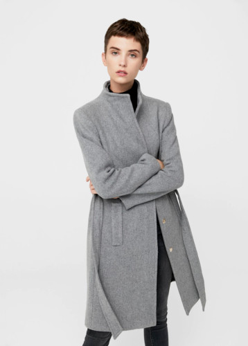 Mango Belted Wool Coat Grey Size Medium UK 10 rrp £139.99 DH8 OO 04 image 2