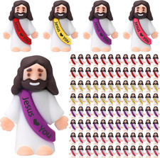 100 Pcs Little Jesus Figures Jesus Loves You Original Design Rubber Pocket Toys