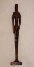 MCM Hand Carved Wooden Sculptue Of Warrior With Shield And Spear