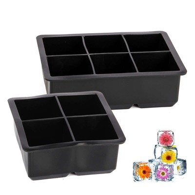 1/2PCS Whiskey Big Ice Tray Large Silicone Maker Mold Mould 4/6 Cavity US