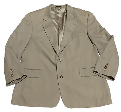 Vintage LL Bean Blazer Suit Jacket Mens 46R Beige Made In USA 