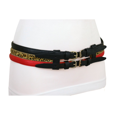 Women Black Red Leopard 3 Skinny Connected Hip High Waist  display picture 1