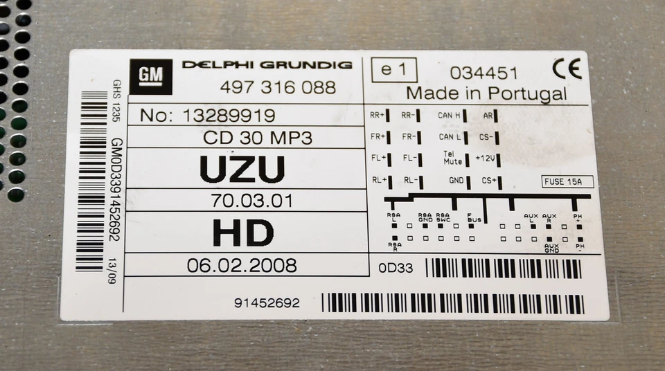 Autoradio CD-Radio  13289919 NICHT RESETET! Corsa D Original Delphi - Bild 4 von 4